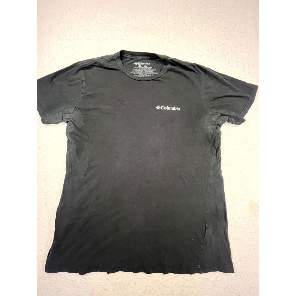 Columbia T Shirt Mens Medium Black Graphic Omni Wick Fast Drying Hiking Casual